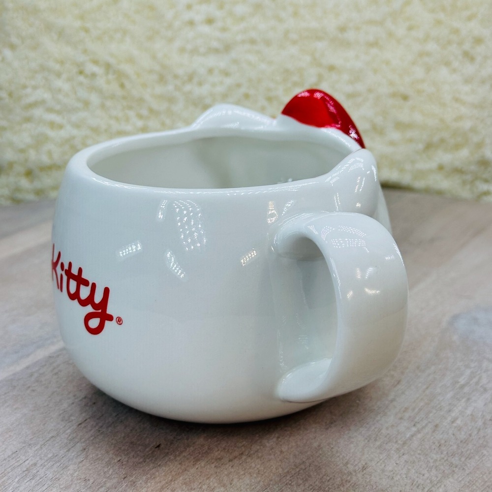 Hello Kitty 3D Sculpted Ceramic Mug Silver Buffalo Sanrio White Red SMGKTY2323 - Picture 10 of 15